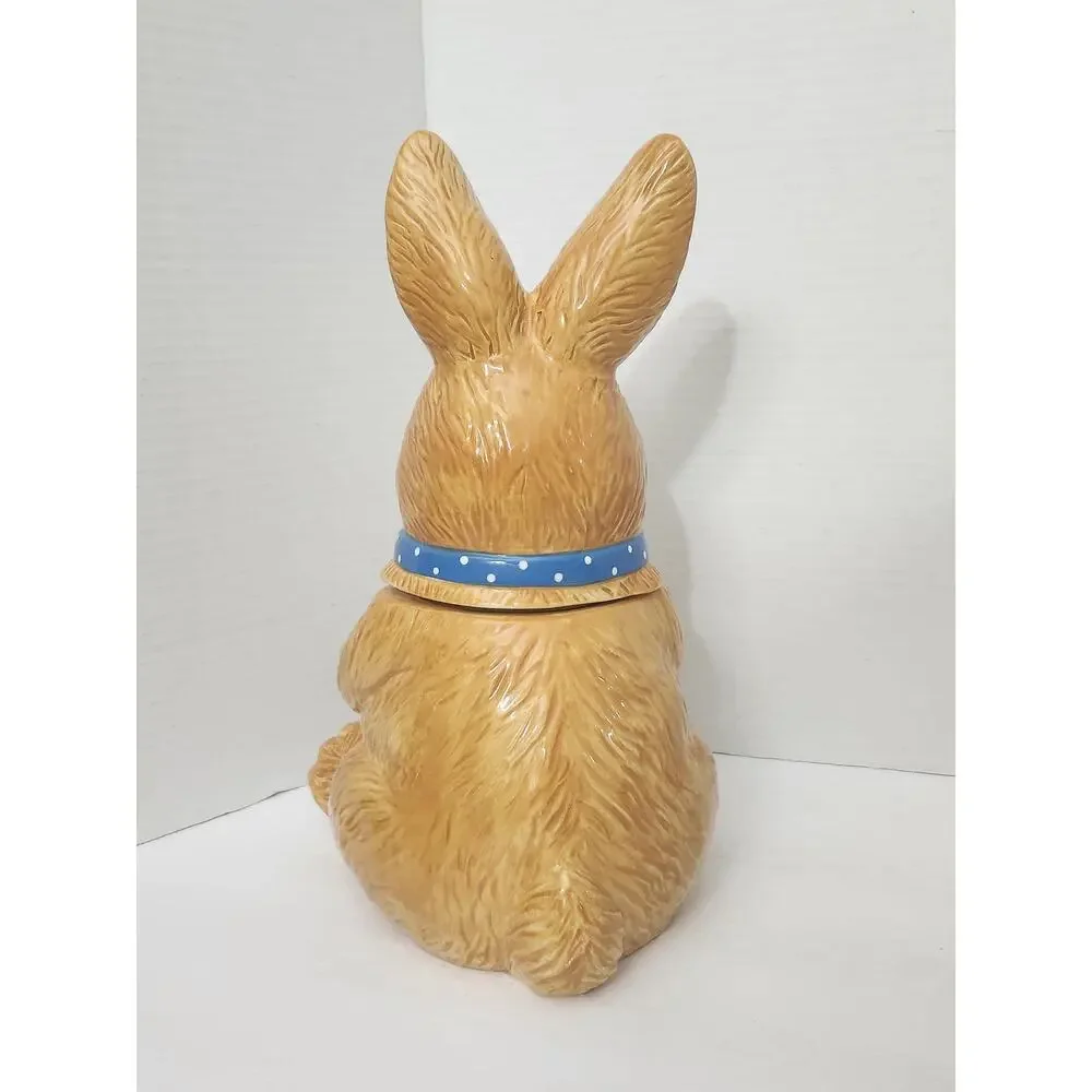 Easter Bunny Rabbit with Easter Lilies David's Cookies Ceramic Cookie Jar